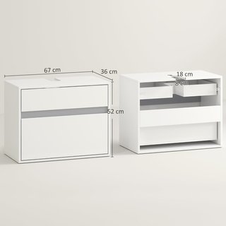 Mueble Bajo Lavabo y Cubierta de Columna para el Baño, en Madera Blanca con 2 Cajones y Corte en U, 67 x 36 x 52Cm