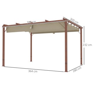 Gazebo Pergola con Tetto Retrattile, Picchetti e V