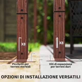 Gazebo Pergola con Tetto Retrattile, Picchetti e V