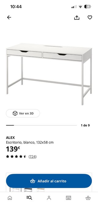 Escritorio Alex Ikea Blanco 132x58