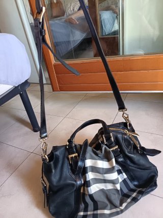 Borsa Burberry in pelle e tessuto
