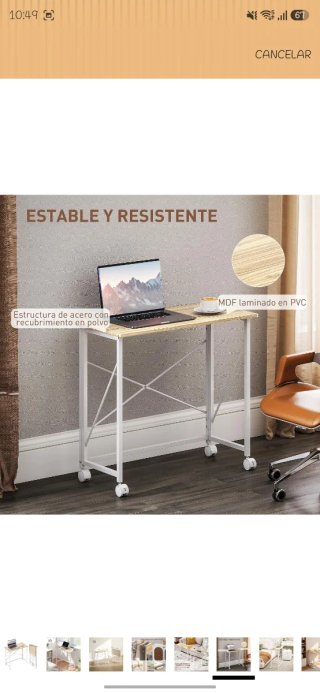Escritorio HOMCOM Plegable con Ruedas