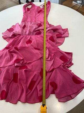 241 Traje de flamenca rosa lunares rojos