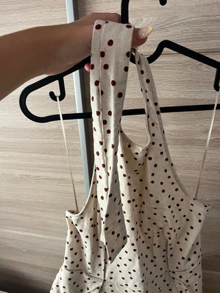Top Zara Lino Lunares Halter
