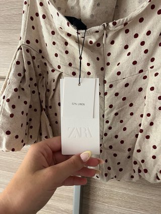 Top Zara Lino Lunares Halter