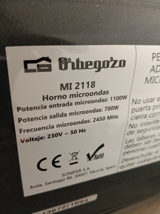 Microondas Orbegozo