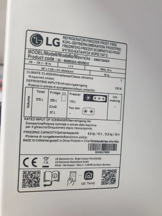 Nevera LG 2.03cm x 60cm,  nueva con tara