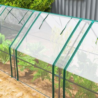 Invernadero de Jardín 360X90X90 Cm Con 4 Puertas Enrollables con Cremallera, Invernadero para Huerto Con Estructura de Acero y Cubierta de PVC, para Huerto Verduras Flores Frutas, Transparente