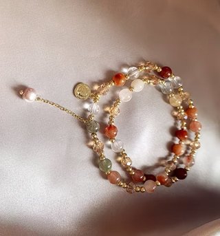 Pulsera doble piedras naturales y perla