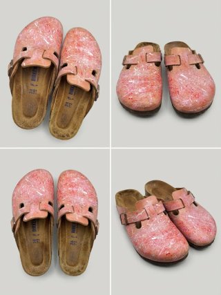 Birkenstock Boston custom Tg 38 Rosa Paint Splatte