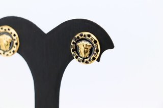 PENDIENTES ONIX Y MEDUSA REDONDOS. Oro 18k.