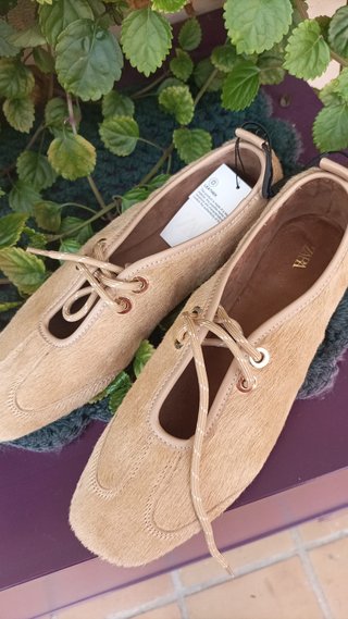 Bailarinas Piel Pelo Beige