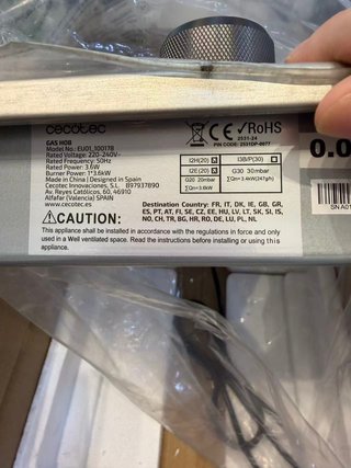 Placa de gas Bolero Squad G 1200 Inox