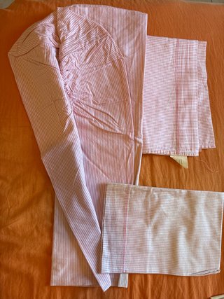 Set Lenzuola Culla Righe Rosa