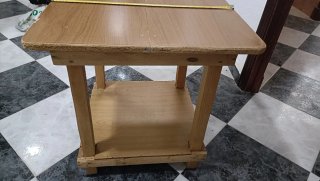 Mesa auxiliar madera y cristal (mesa camilla)