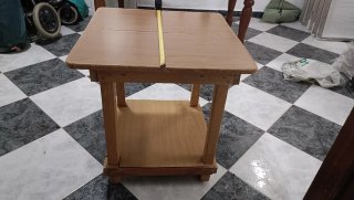 Mesa auxiliar madera y cristal (mesa camilla)