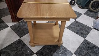Mesa auxiliar madera y cristal (mesa camilla)