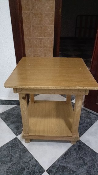 Mesa auxiliar madera y cristal (mesa camilla)