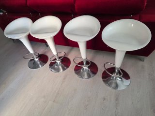 4 Taburetes Cocina Altos Blancos