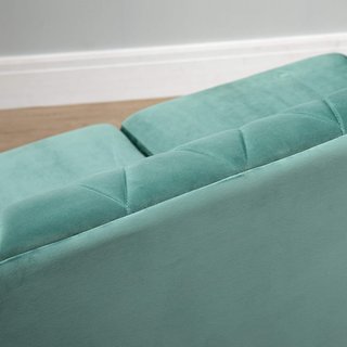 Divano a 2 Posti in Legno e Velluto Verde, Imbottitura Spessore, Design Vintage Rétro, 148 X 72 X 76Cm