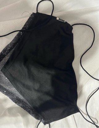Top paillettes nero con lacci