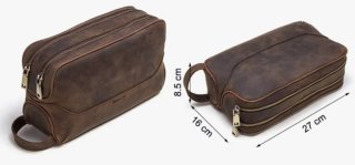 Neceser de viaje vintage de cuero marrón