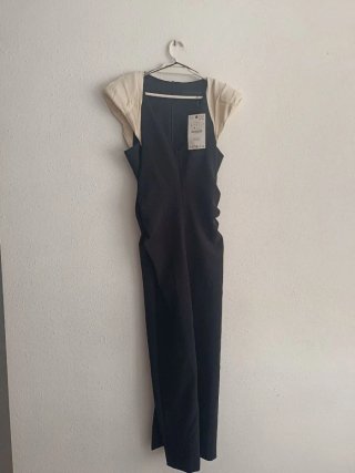 Vestido Zara Midi Combinado con Hombreras