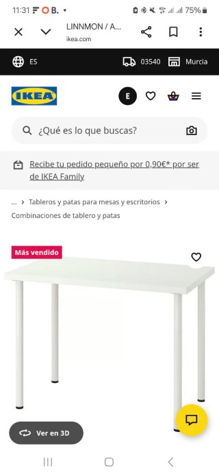 Tablero mesa LINNMON Ikea 100x60 cm, sin abrir