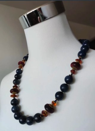 Collana pietre blu e marroni