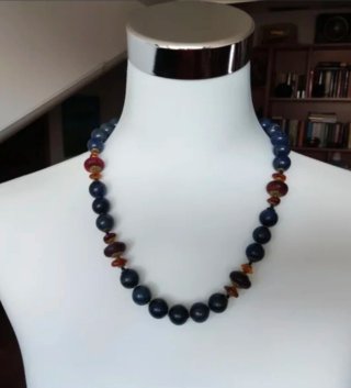 Collana pietre blu e marroni