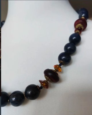 Collana pietre blu e marroni