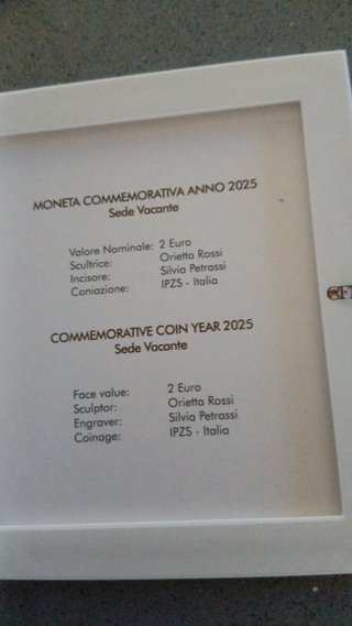 2 € commemorativo Vaticano 2025 Sede Vacante UNC