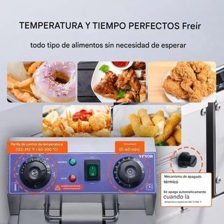 Freidora Doble Industrial 12L 6KW Grifo de drenaje