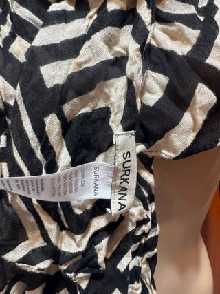 Sciarpa fantasia geometrica beige e nera