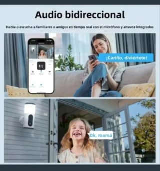 2 Cámaras Vigilancia Foco Solar Wifi 128GB