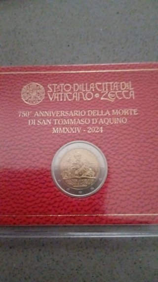 2 euro commemorativo Vaticano 2024 S. Tommaso UNC
