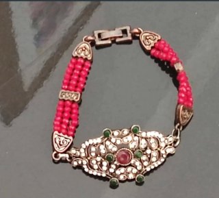 Bracciale perline rosse e strass
