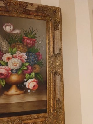 Cuadro de flores decorativo pan de oro