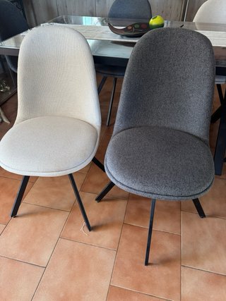 6 Sillas Comedor Tapizadas Tela Gris/Beig.