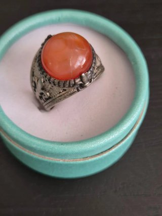 Anillo Plata 925 y Cornalina Natural – Flor de Lis