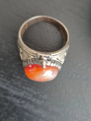 Anillo Plata 925 y Cornalina Natural – Flor de Lis