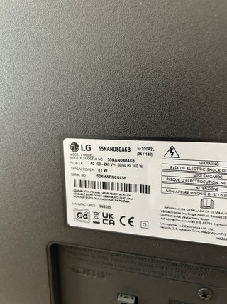 LG 55 Nano 80A6B TV - 6 meses de uso