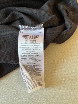 Camiseta Only & Sons Talla S Negra y Gris