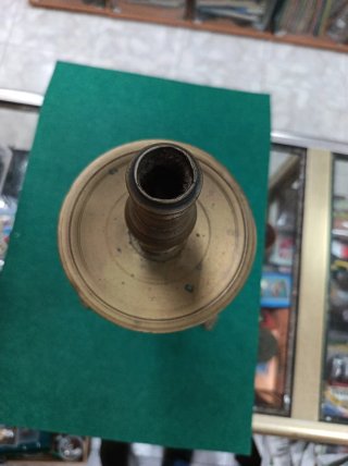 Candelabro Bronce Antiguo Base Triangular