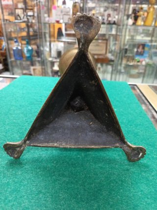Candelabro Bronce Antiguo Base Triangular