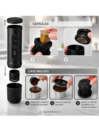 Cafetera Portátil Cápsulas y Molido