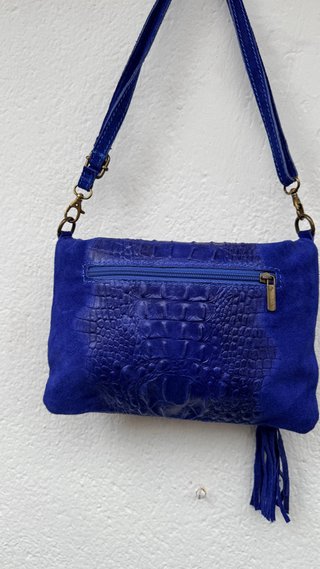Bolso italiano piel y ante azul
