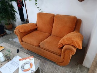 Divano Vintage Arancione in Tessuto