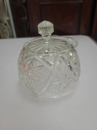 Quesera Vintage Vidrio Prensado