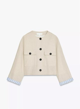 Chaqueta Zara Lino Beige Corta